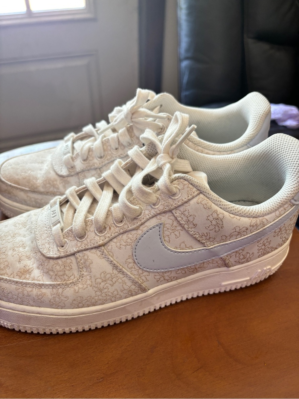 Nike Cream Floral Low-Top Air Force 1s